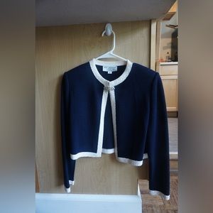 Vintage 80s cardigan, dark blue with white accents
